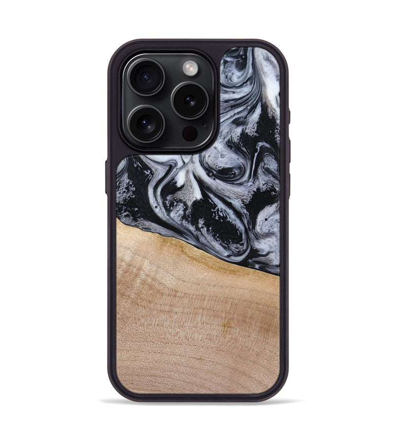 iPhone 15 Pro Wood Phone Case - Miah (Black & White, 780132)