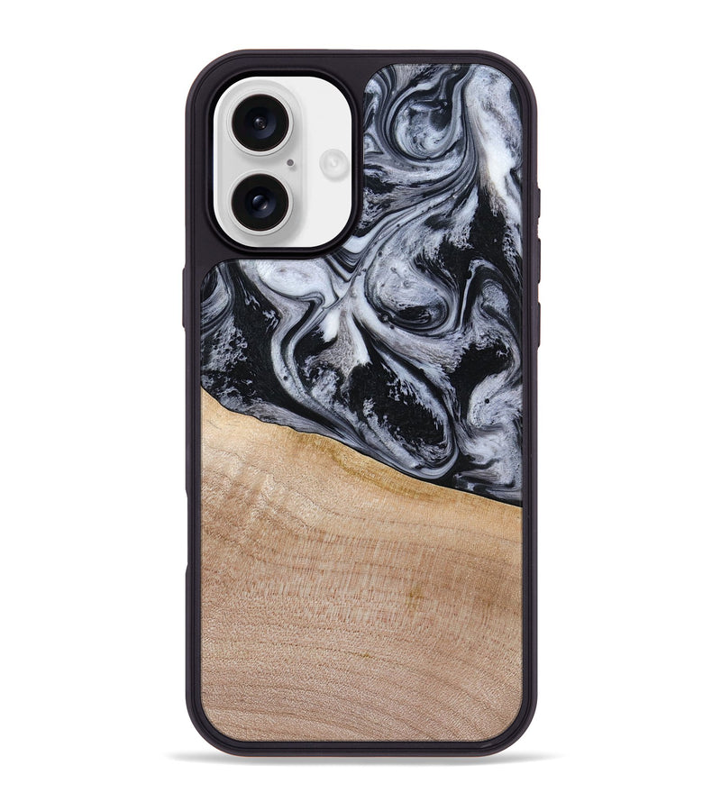 iPhone 16 Plus Wood Phone Case - Miah (Black & White, 780132)
