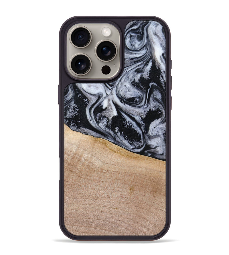 iPhone 16 Pro Max Wood Phone Case - Miah (Black & White, 780132)
