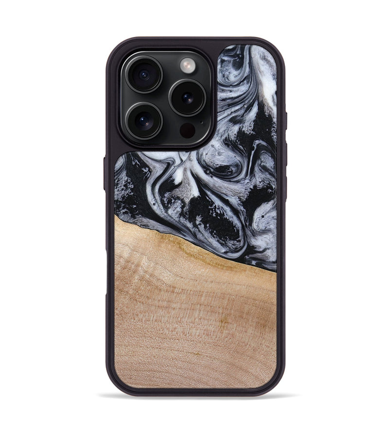 iPhone 16 Pro Wood Phone Case - Miah (Black & White, 780132)