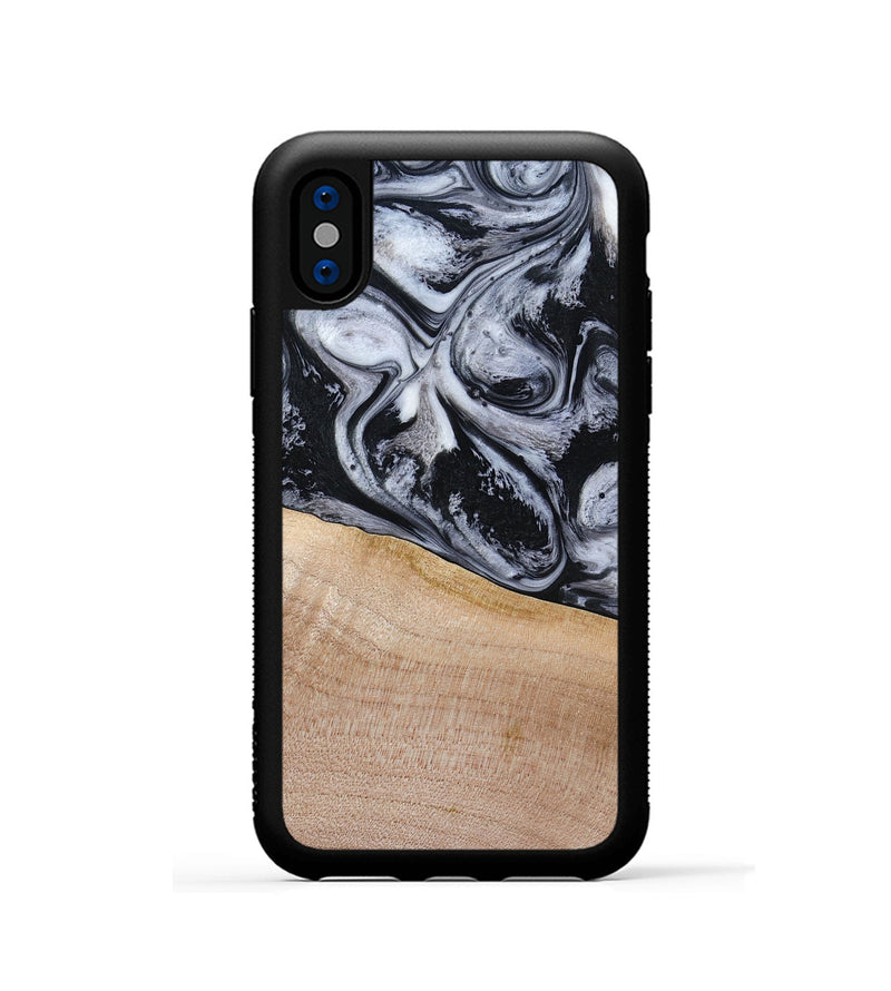 iPhone Xs Wood Phone Case - Miah (Black & White, 780132)