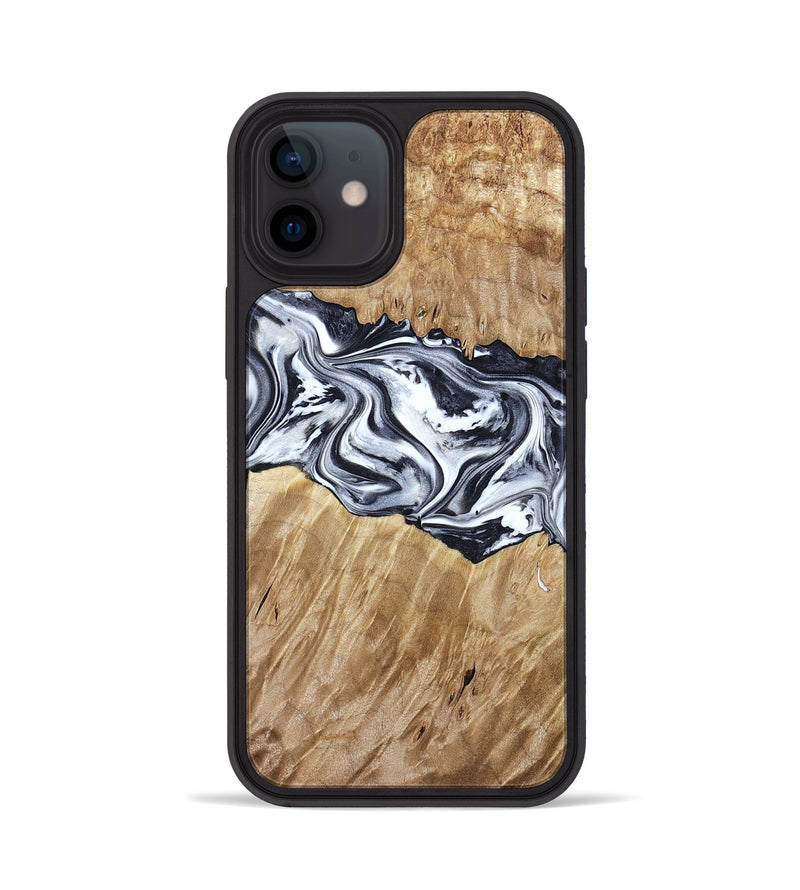 iPhone 12 Wood Phone Case - Torrey (Black & White, 780136)