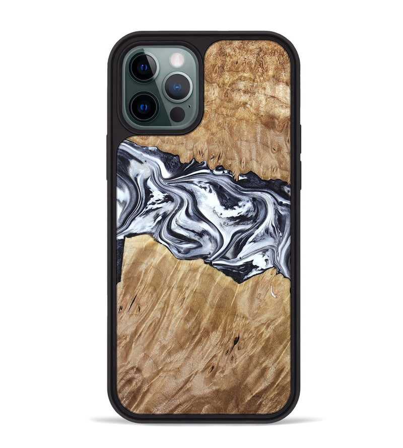 iPhone 12 Pro Max Wood Phone Case - Torrey (Black & White, 780136)