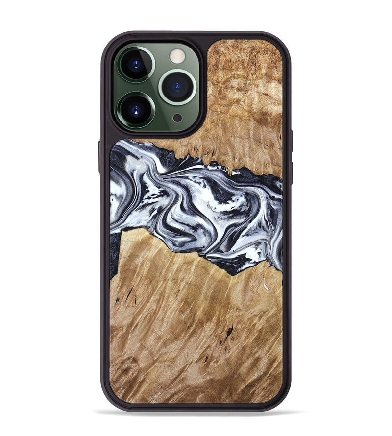 iPhone 13 Pro Max Wood Phone Case - Torrey (Black & White, 780136)