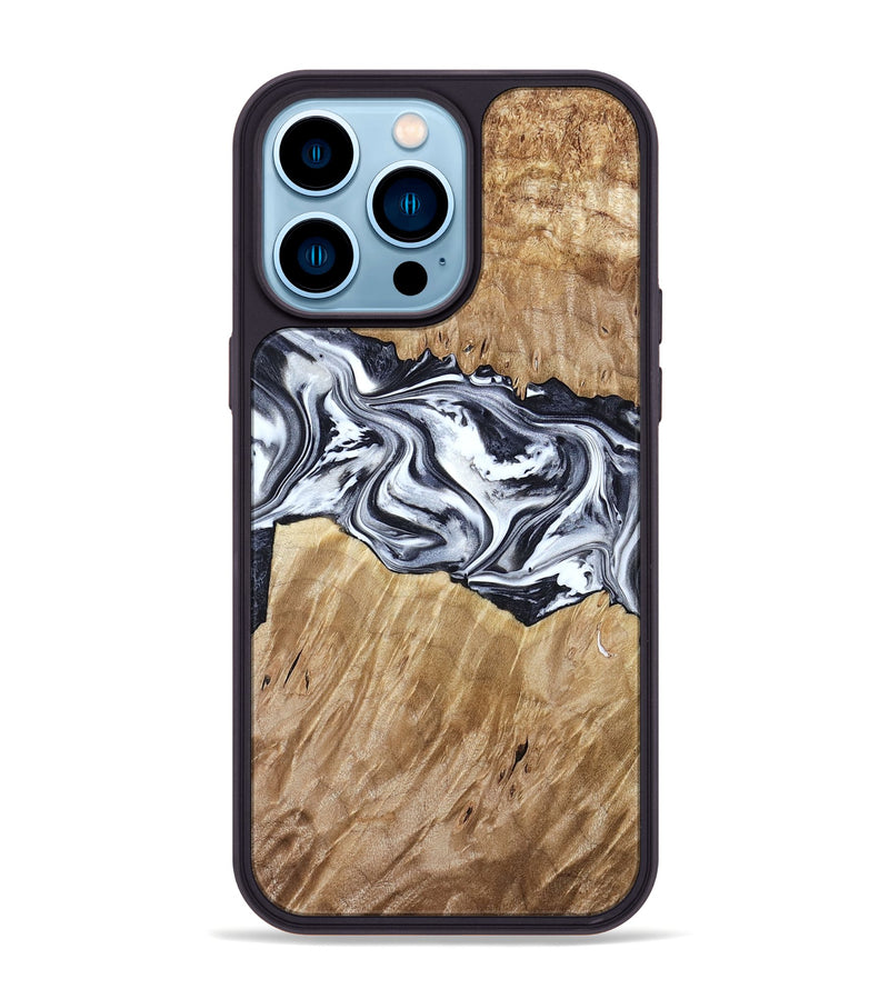 iPhone 14 Pro Max Wood Phone Case - Torrey (Black & White, 780136)