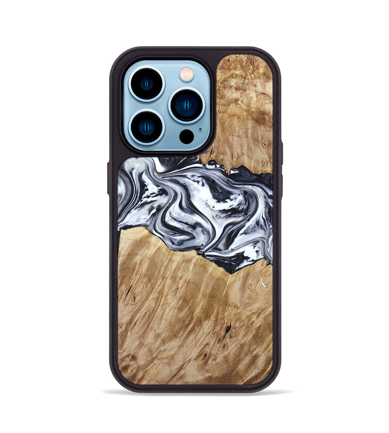 iPhone 14 Pro Wood Phone Case - Torrey (Black & White, 780136)