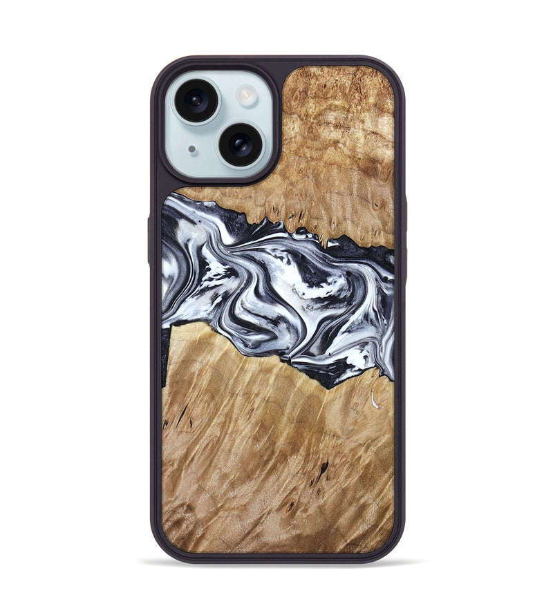 iPhone 15 Wood Phone Case - Torrey (Black & White, 780136)