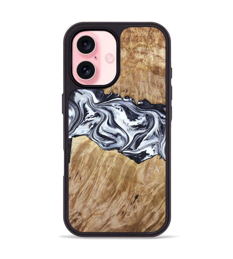 iPhone 16 Wood Phone Case - Torrey (Black & White, 780136)