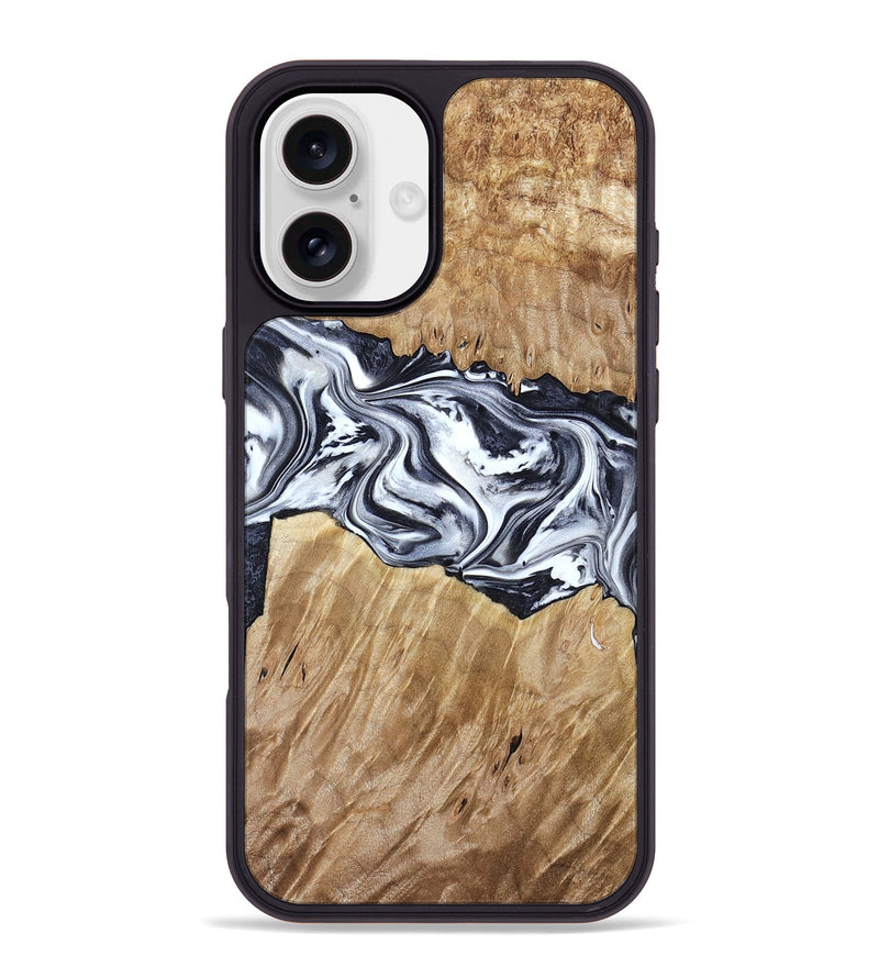 iPhone 16 Plus Wood Phone Case - Torrey (Black & White, 780136)