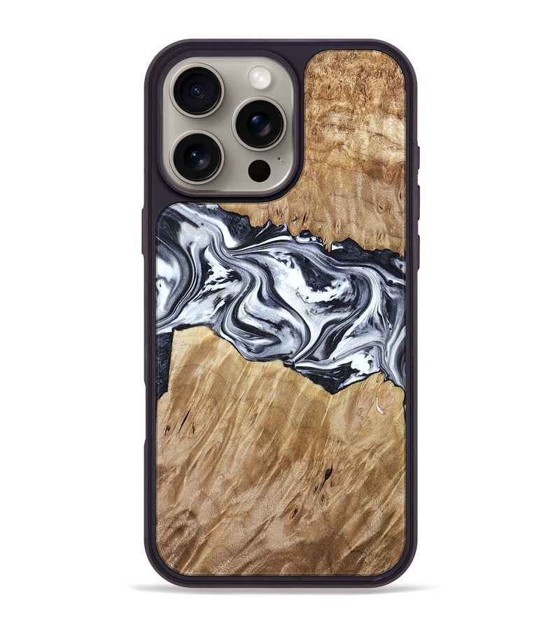 iPhone 16 Pro Max Wood Phone Case - Torrey (Black & White, 780136)