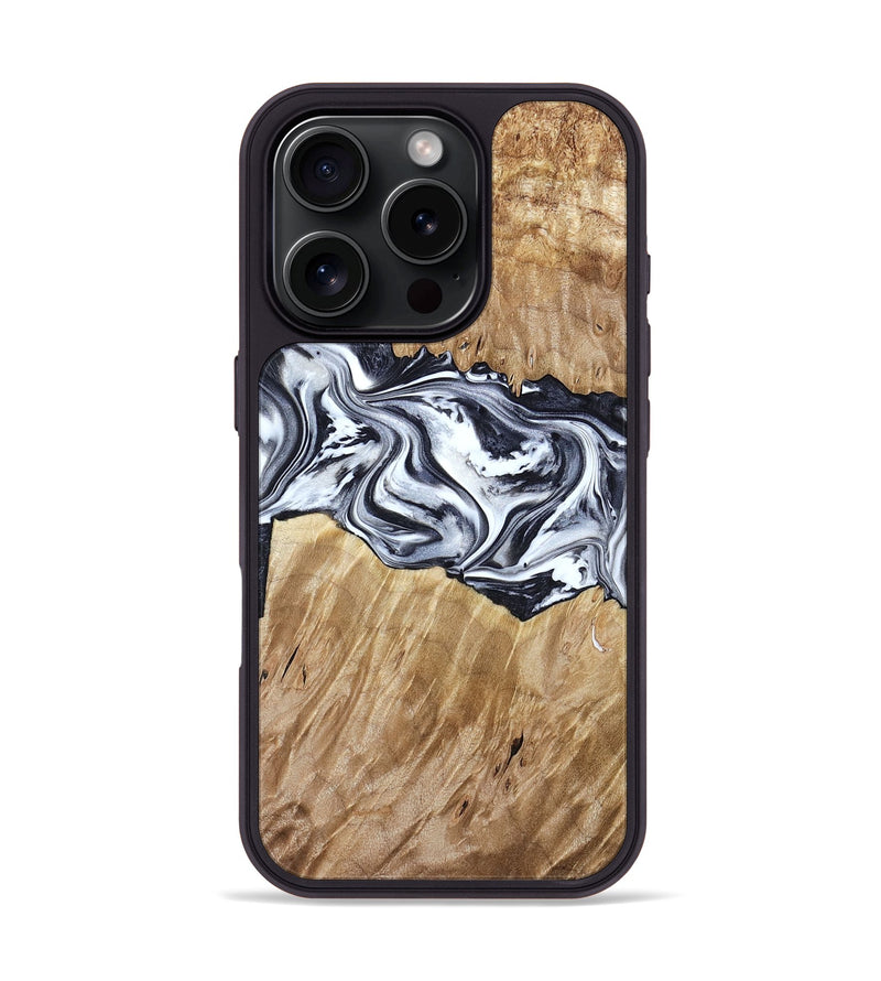 iPhone 16 Pro Wood Phone Case - Torrey (Black & White, 780136)