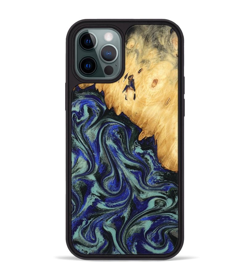 iPhone 12 Pro Max Wood Phone Case - Alycia (Blue, 780703)