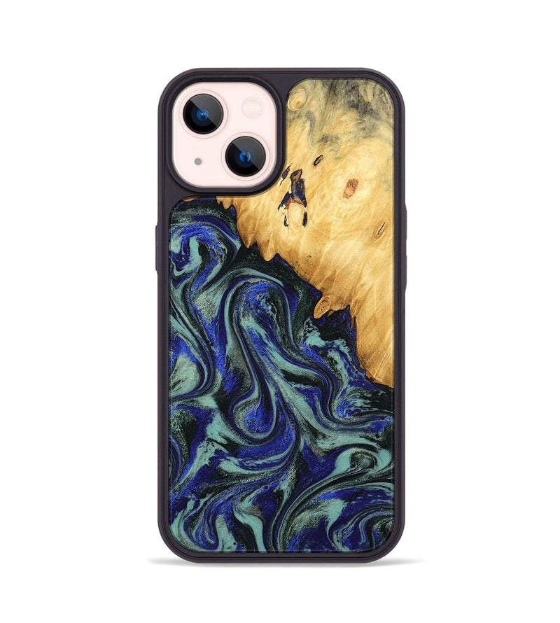 iPhone 14 Wood Phone Case - Alycia (Blue, 780703)
