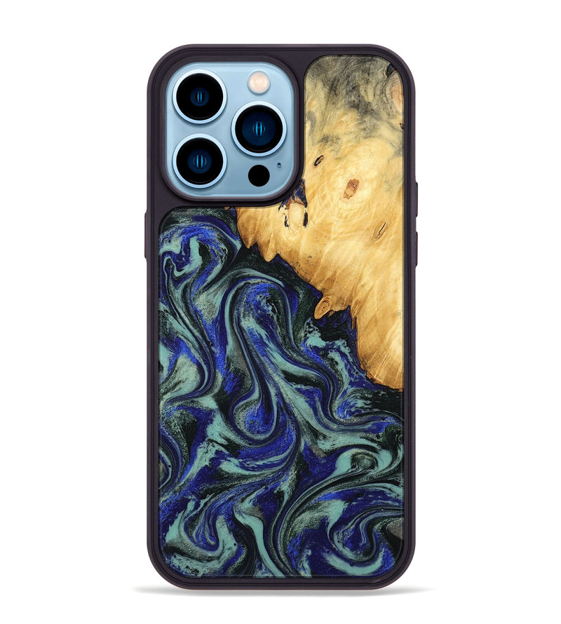 iPhone 14 Pro Max Wood Phone Case - Alycia (Blue, 780703)