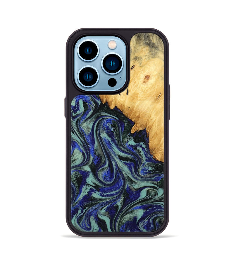 iPhone 14 Pro Wood Phone Case - Alycia (Blue, 780703)