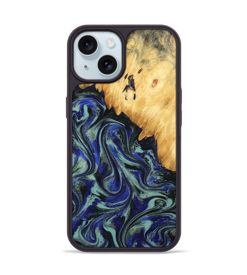 iPhone 15 Wood Phone Case - Alycia (Blue, 780703)