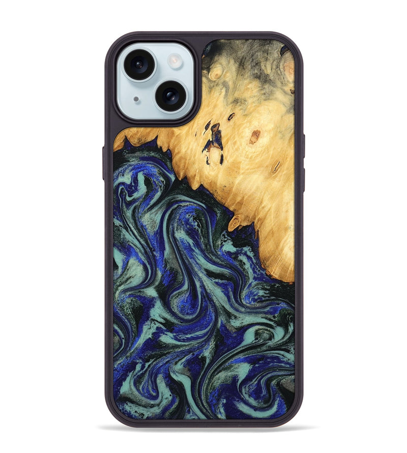 iPhone 15 Plus Wood Phone Case - Alycia (Blue, 780703)