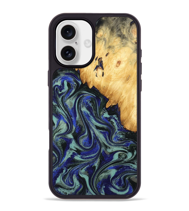 iPhone 16 Plus Wood Phone Case - Alycia (Blue, 780703)