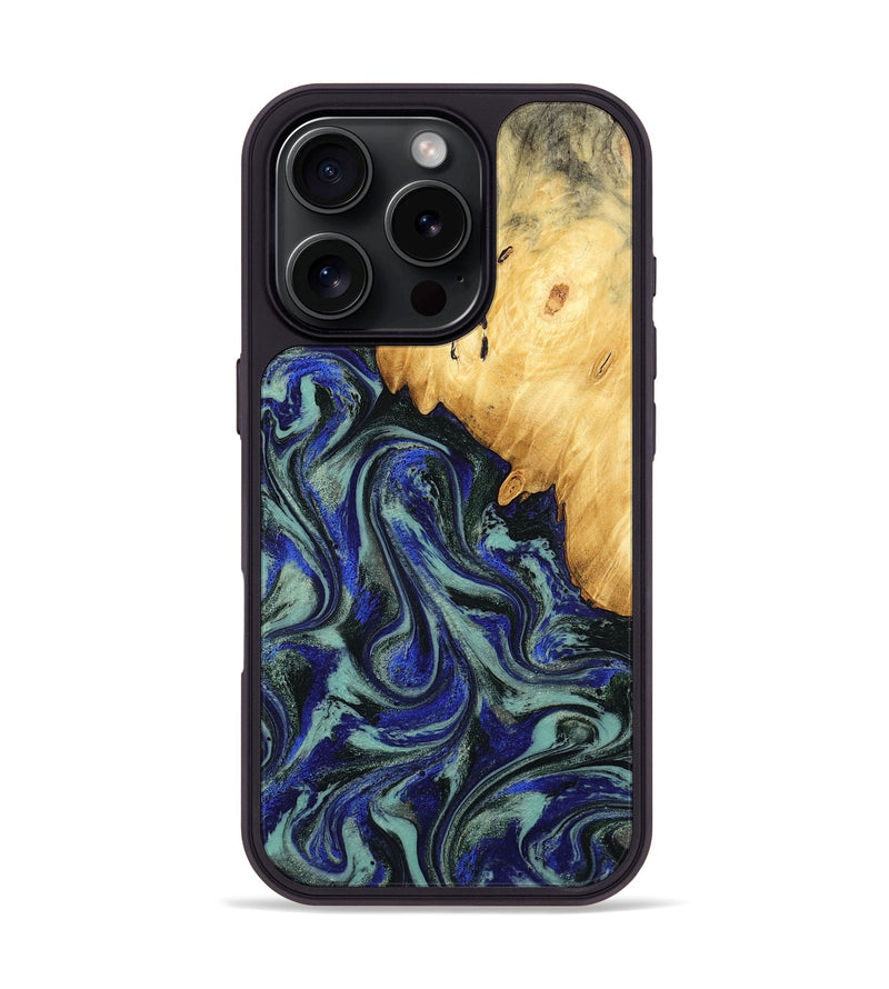iPhone 16 Pro Wood Phone Case - Alycia (Blue, 780703)