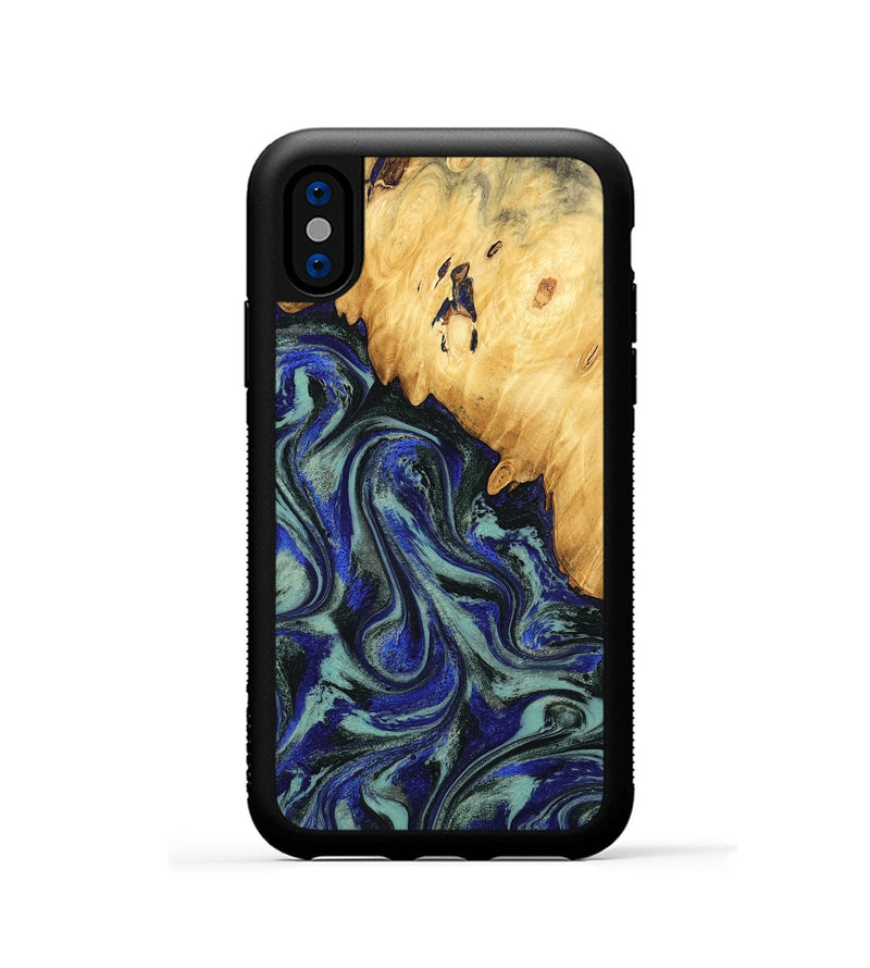 iPhone Xs Wood Phone Case - Alycia (Blue, 780703)