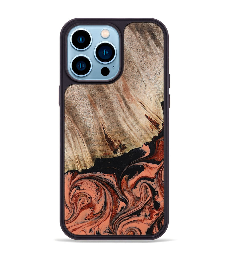 iPhone 14 Pro Max Wood Phone Case - Shanda (Red, 780745)