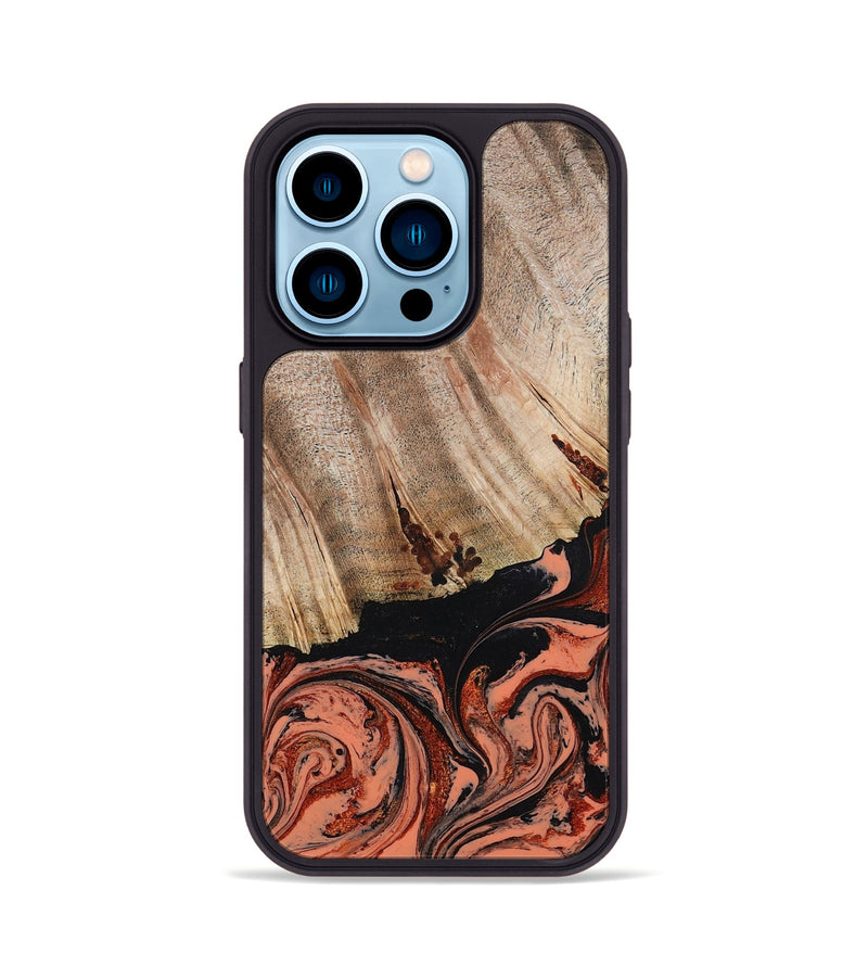 iPhone 14 Pro Wood Phone Case - Shanda (Red, 780745)