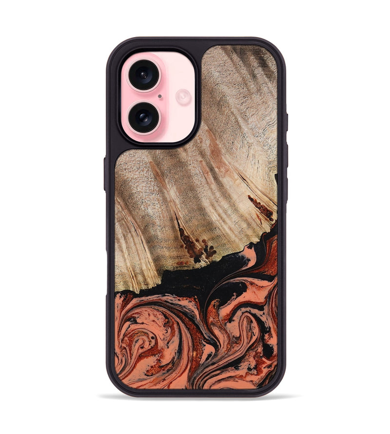 iPhone 16 Wood Phone Case - Shanda (Red, 780745)