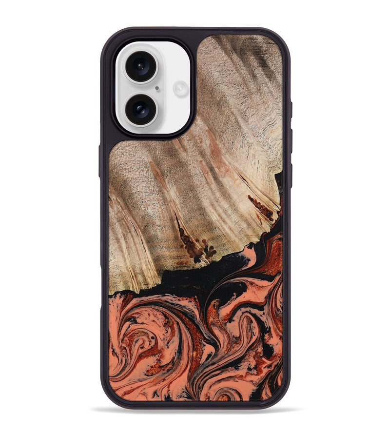 iPhone 16 Plus Wood Phone Case - Shanda (Red, 780745)