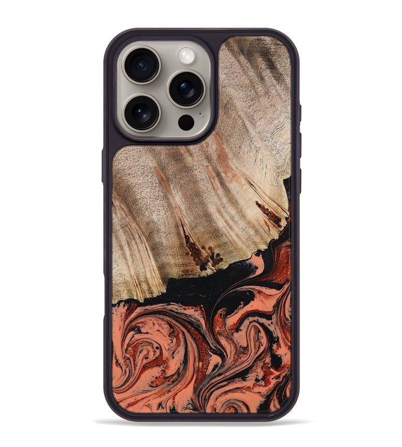 iPhone 16 Pro Max Wood Phone Case - Shanda (Red, 780745)