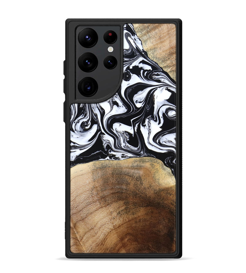 Galaxy S22 Ultra Wood Phone Case - Melany (Black & White, 780756)
