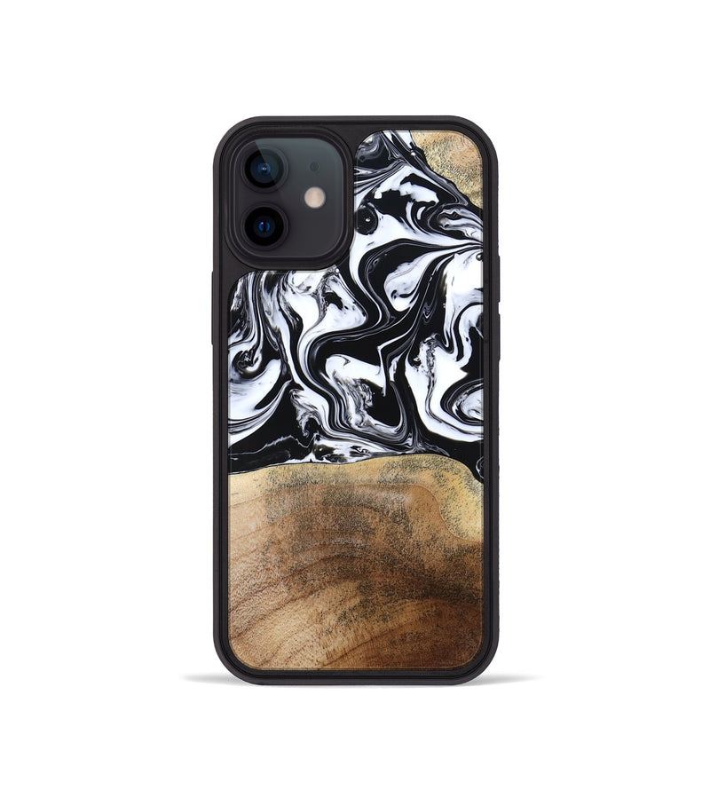iPhone 12 mini Wood Phone Case - Melany (Black & White, 780756)