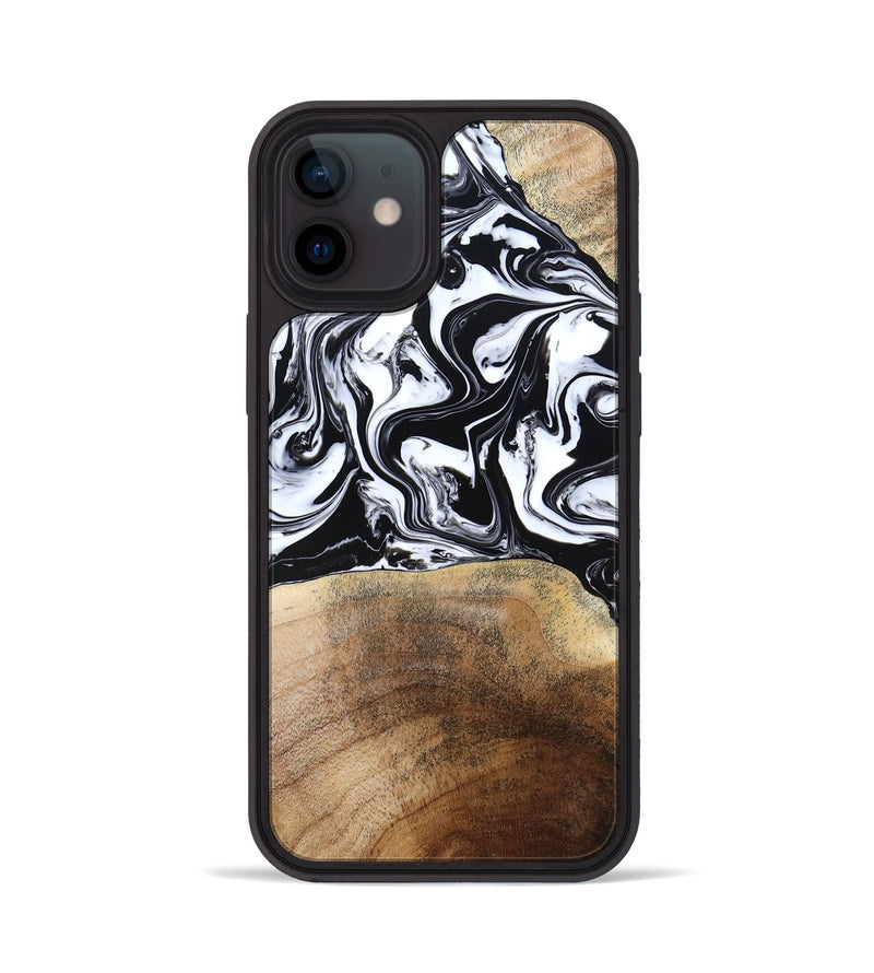 iPhone 12 Wood Phone Case - Melany (Black & White, 780756)