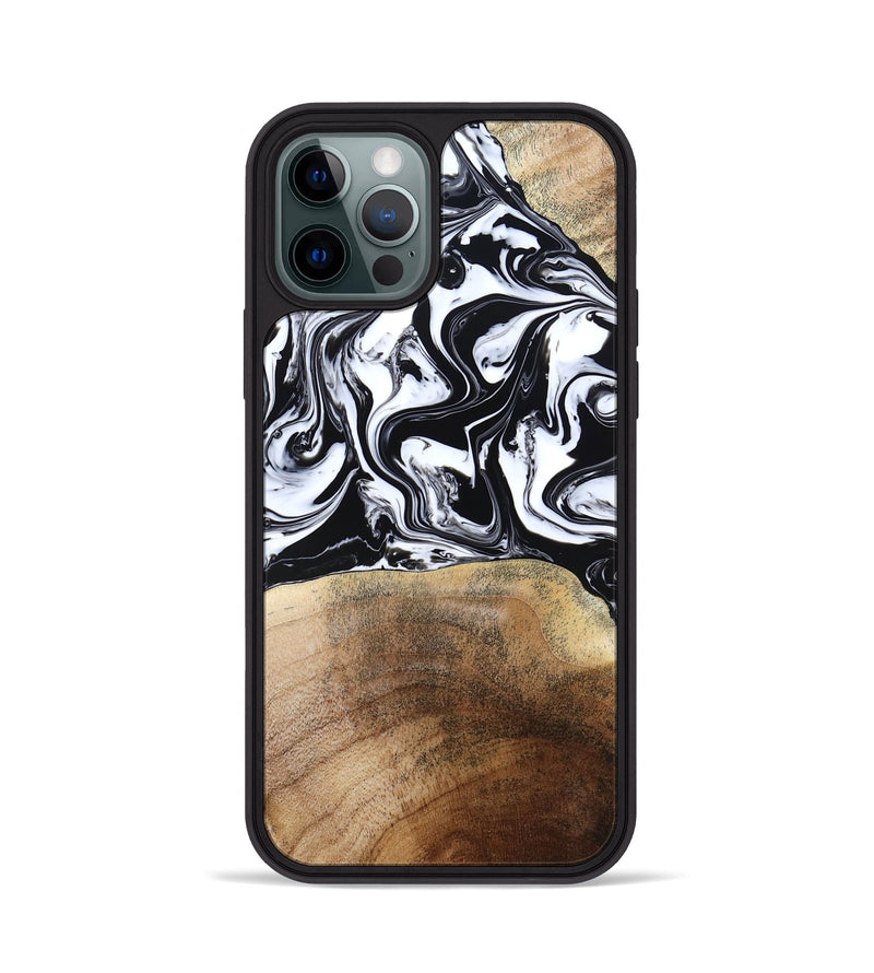 iPhone 12 Pro Wood Phone Case - Melany (Black & White, 780756)