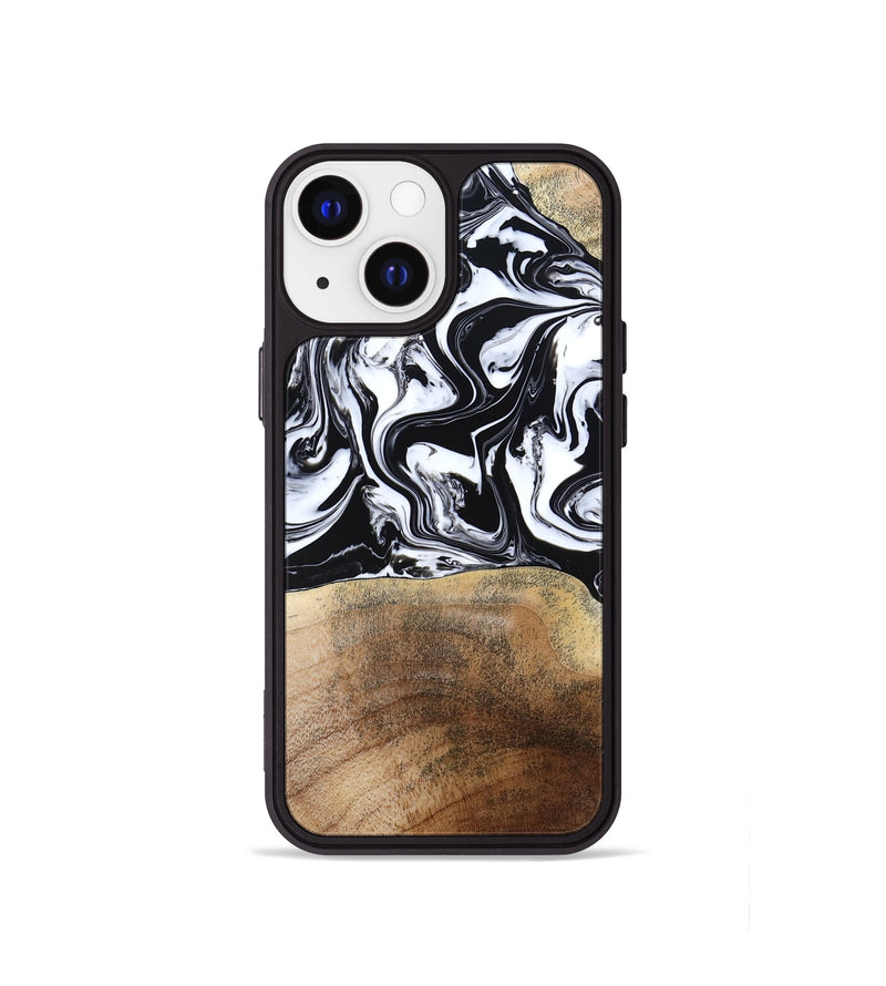 iPhone 13 mini Wood Phone Case - Melany (Black & White, 780756)