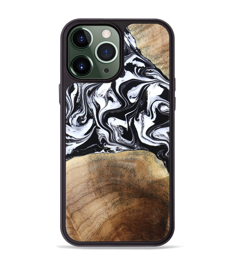 iPhone 13 Pro Max Wood Phone Case - Melany (Black & White, 780756)