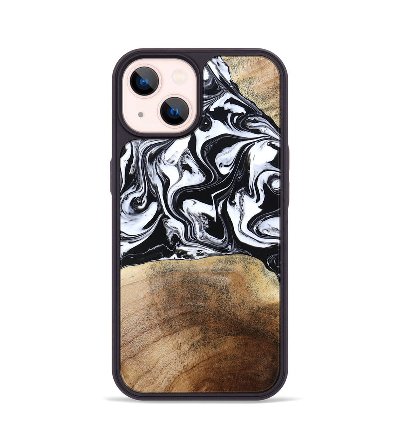 iPhone 14 Wood Phone Case - Melany (Black & White, 780756)
