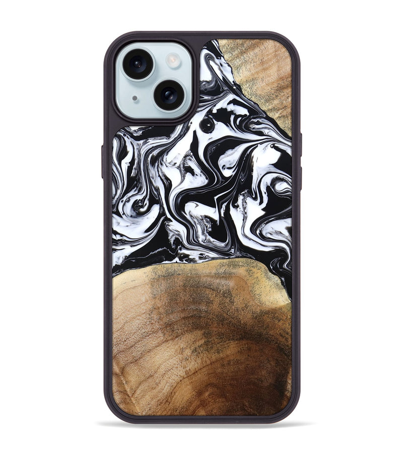 iPhone 15 Plus Wood Phone Case - Melany (Black & White, 780756)