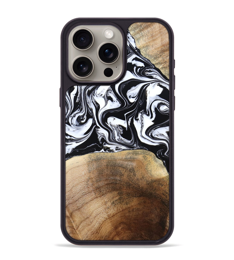 iPhone 15 Pro Max Wood Phone Case - Melany (Black & White, 780756)