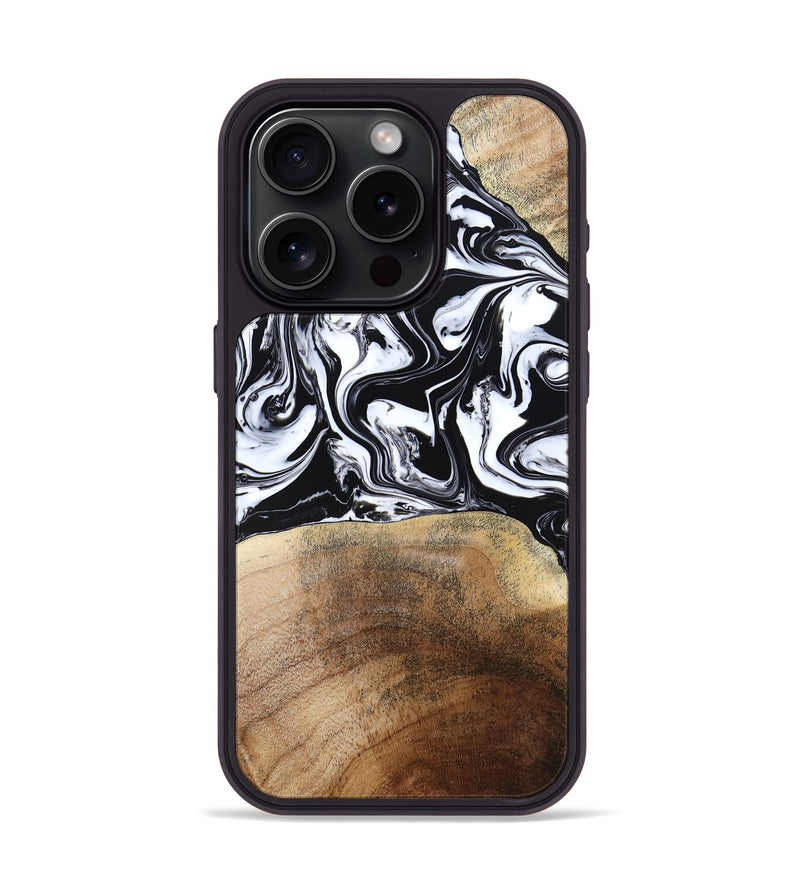 iPhone 15 Pro Wood Phone Case - Melany (Black & White, 780756)