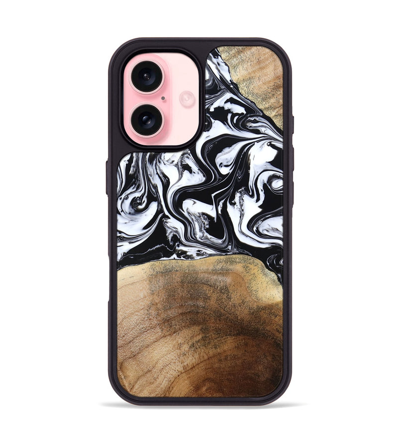 iPhone 16 Wood Phone Case - Melany (Black & White, 780756)