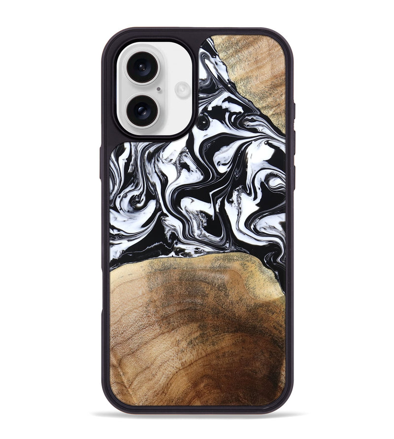 iPhone 16 Plus Wood Phone Case - Melany (Black & White, 780756)