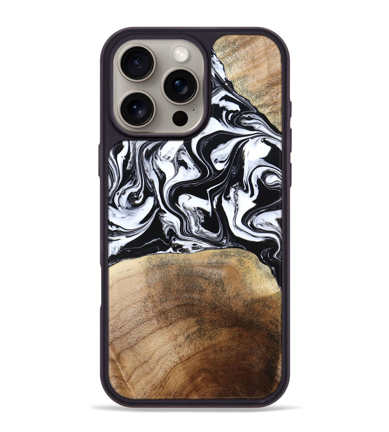 iPhone 16 Pro Max Wood Phone Case - Melany (Black & White, 780756)