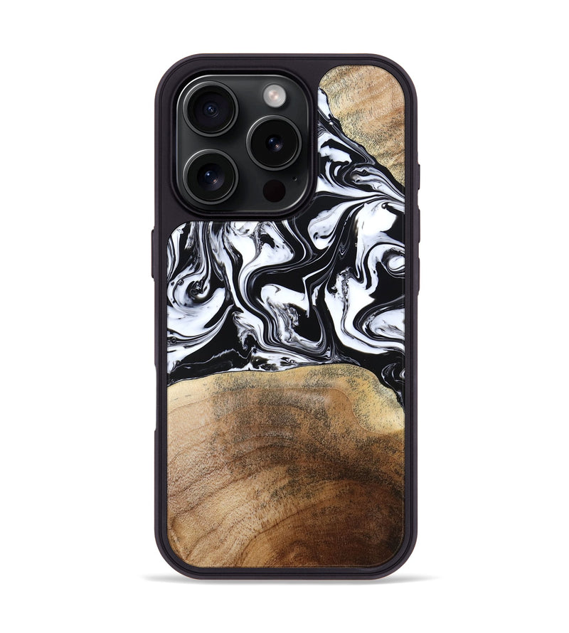 iPhone 16 Pro Wood Phone Case - Melany (Black & White, 780756)