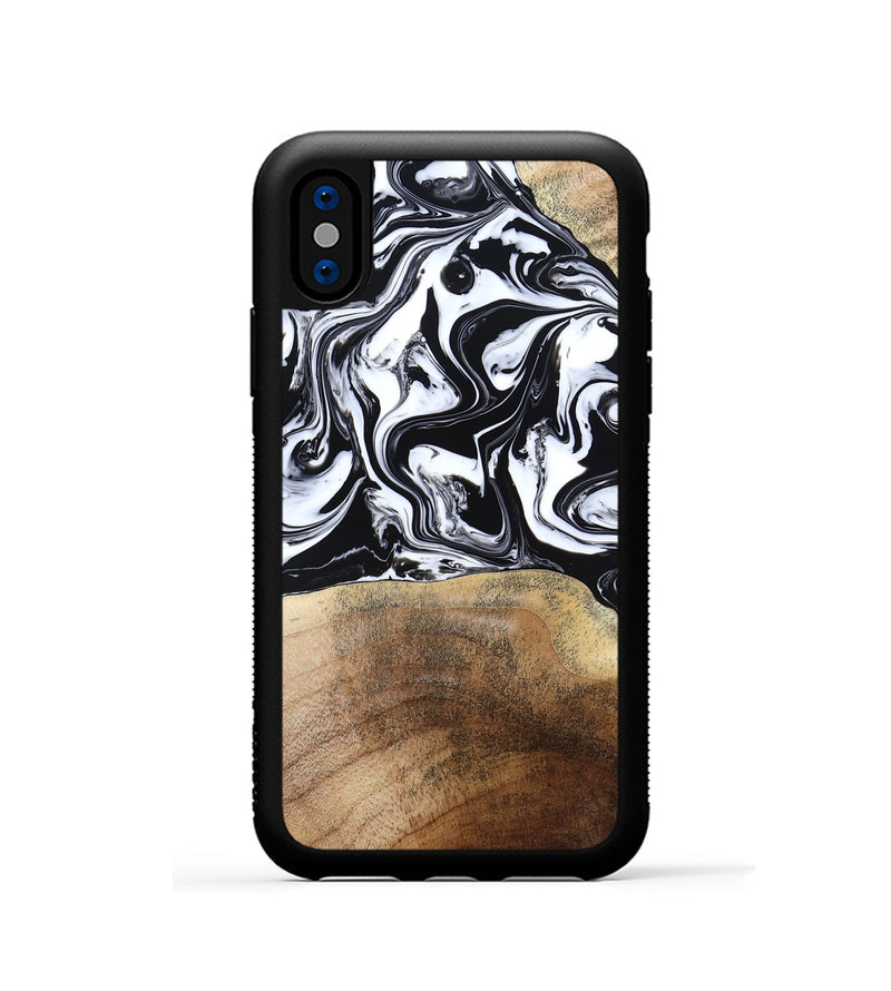 iPhone Xs Wood Phone Case - Melany (Black & White, 780756)