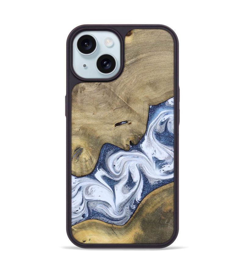 iPhone 15 Wood Phone Case - Kenia (Blue, 780892)