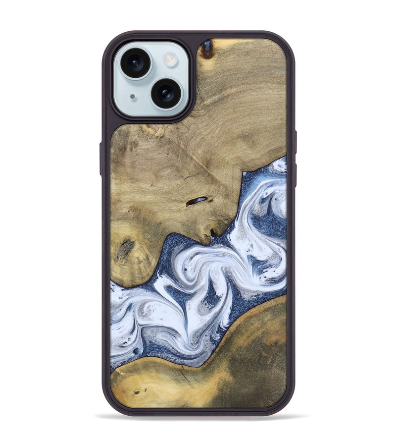 iPhone 15 Plus Wood Phone Case - Kenia (Blue, 780892)