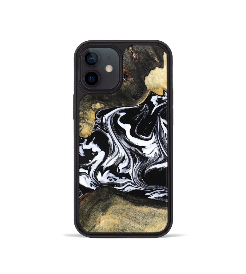 iPhone 12 mini Wood Phone Case - Grayce (Black & White, 780966)