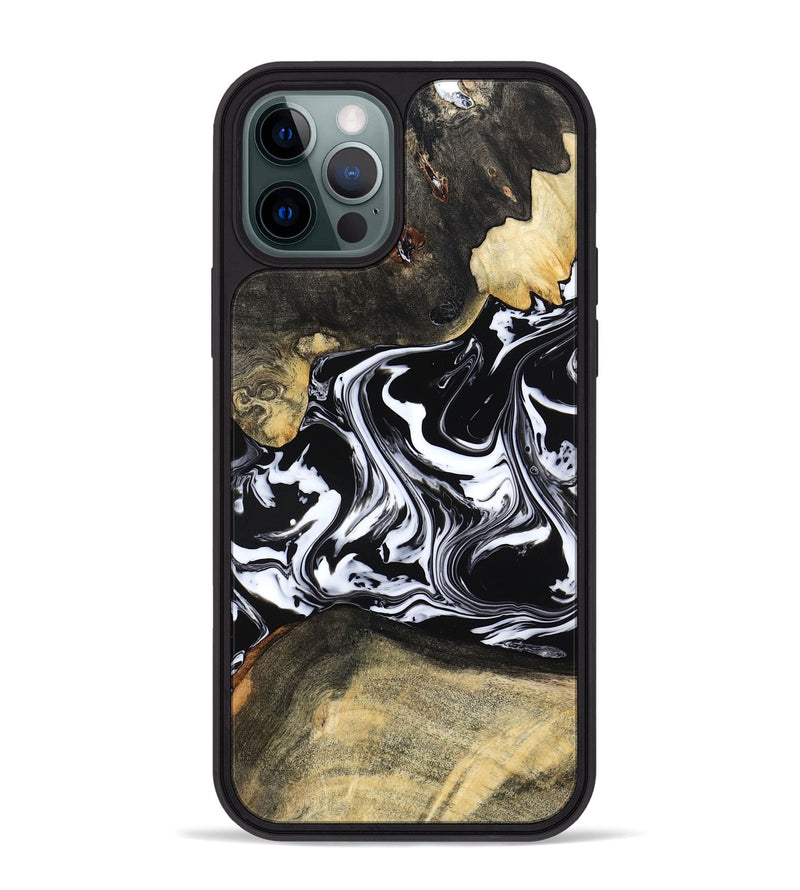 iPhone 12 Pro Max Wood Phone Case - Grayce (Black & White, 780966)