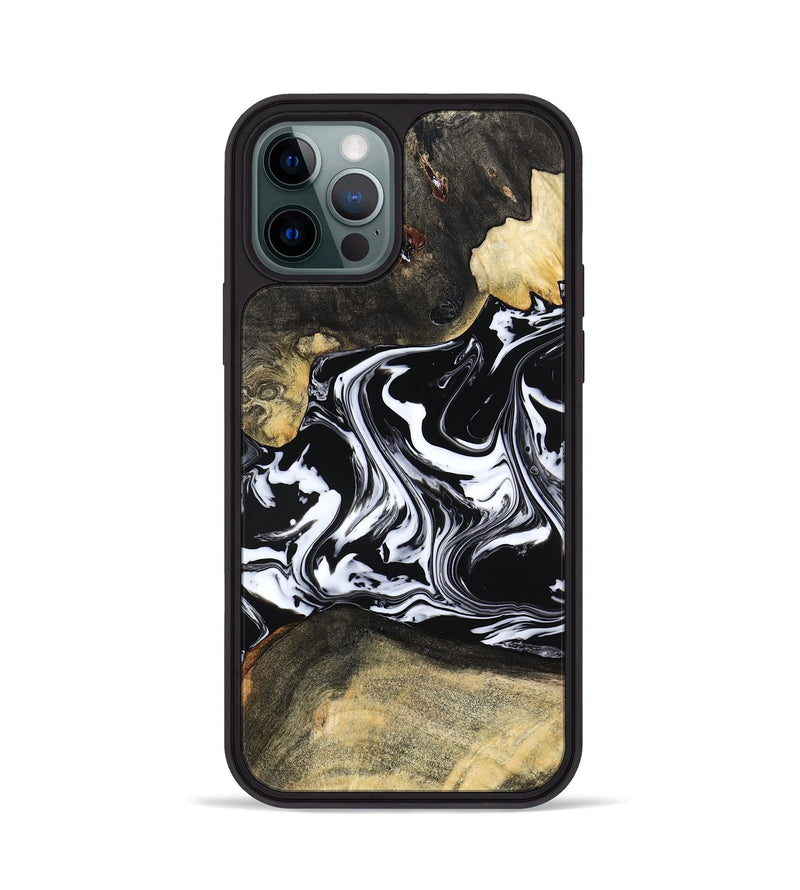 iPhone 12 Pro Wood Phone Case - Grayce (Black & White, 780966)