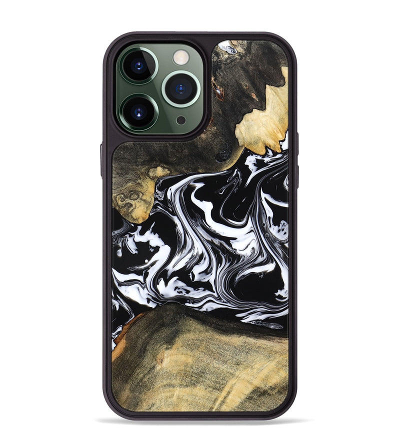 iPhone 13 Pro Max Wood Phone Case - Grayce (Black & White, 780966)
